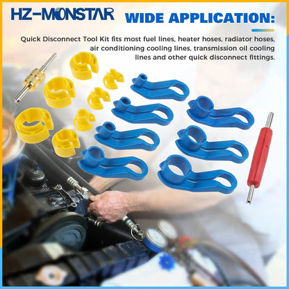7/16PCS Fuel Line Disconnect Tool Set Auto AC Oil Pipe Quick Removal Tool Angled Fuel Line Replacement Kit
