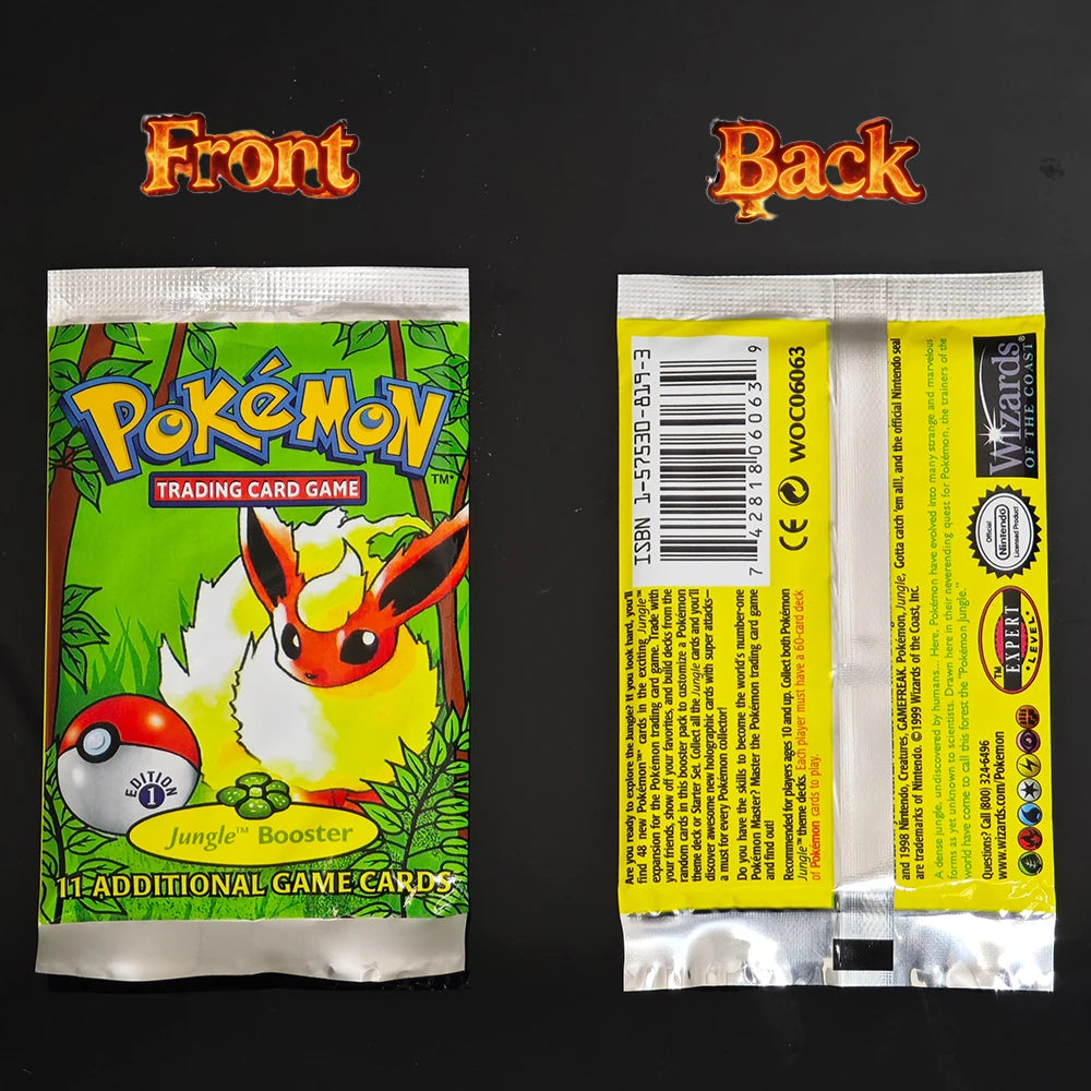 Pokemon 36 Packs 1ST Edition Classic Base Jungle Rocket Fossil Set Proxy Pokémon Cards PKM Games Board Games Card Collection