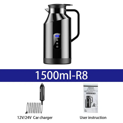 Car Mounted Kettle 12v24v Electric Kettle For Trucks 1500ML Large Capacity Insulated Car Boiling Water Coffee Instant Noodles