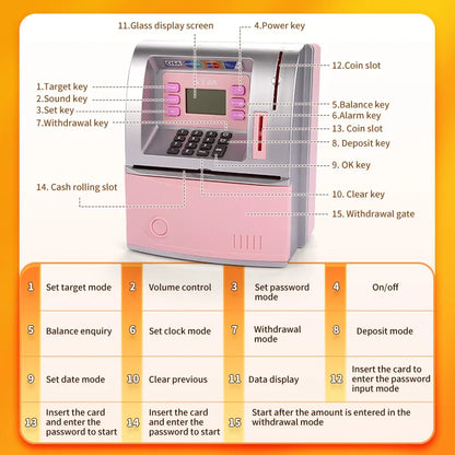 Children Piggy Bank Simulation ATM Coin Storage Box Boys Girls Kid Creative Voice Password Lock Counting Password Box Toys Gifts