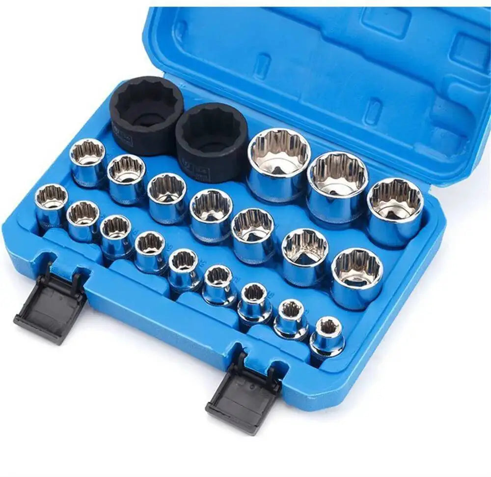 21 Pcs 1/2 Hexagon Torx Sockets Set Ratchet Wrench Tool 8-36mm Specification Socket Head Set Auto Repair Equipment