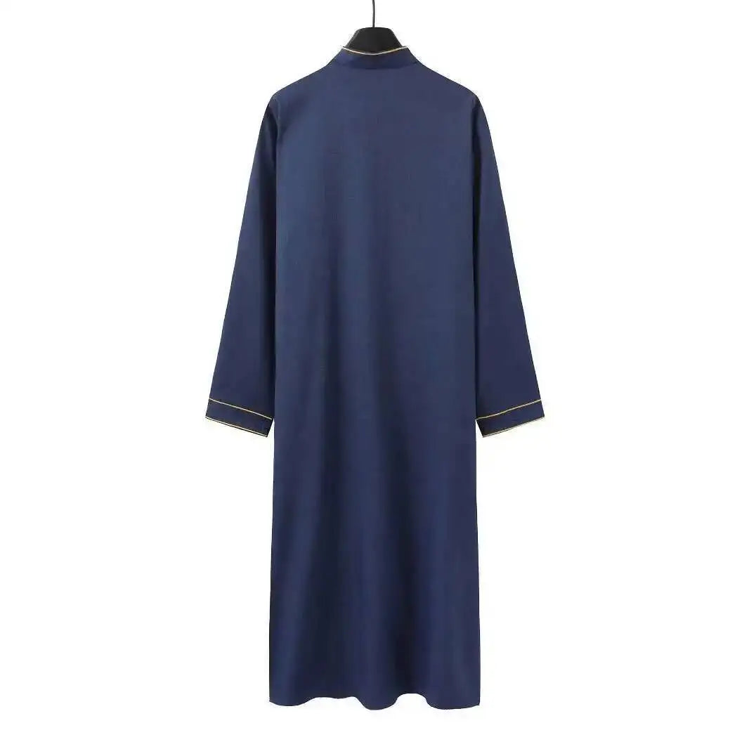 New 2026 Stand Collar Embroidered Casual Ethnic Arab Clothing Loose Long Robe Men's Robe Ramadan Dubai Luxury Islam Elegant