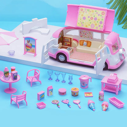 DIY Doll House for LOL Dolls Convertible Picnic Car & Bus Cute Miniatures Dollhouse Birthday Gift for Girls