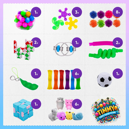 50/100 Pcs Fidget Toys, Party Favors for Kids 14+, Stocking Stuffers, Bulk Sensory Toys for Classroom Treasure Box Prizes