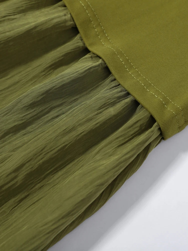 Fashion Women Patchwork Dress Chic Short Sleeve Round Neck Solid Ruffles Female Dress Casual Lady Streetwear Commute Summer 2026
