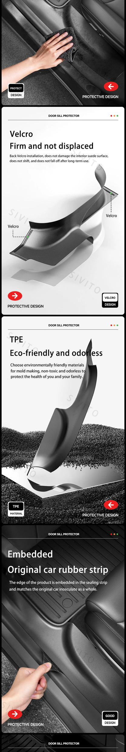 For Tesla Model YL Launch 2026 TPE Front Rear Door Sill Protector Threshold Strip Anti-kick Guard Panel Interior Decoration Set
