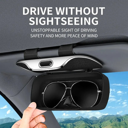 Multifunction Car Glasses Box Portable Car Sunglasses Holder Car Driving Glasses Holder Eyeglass Case Sun Visor For Model Y BMW