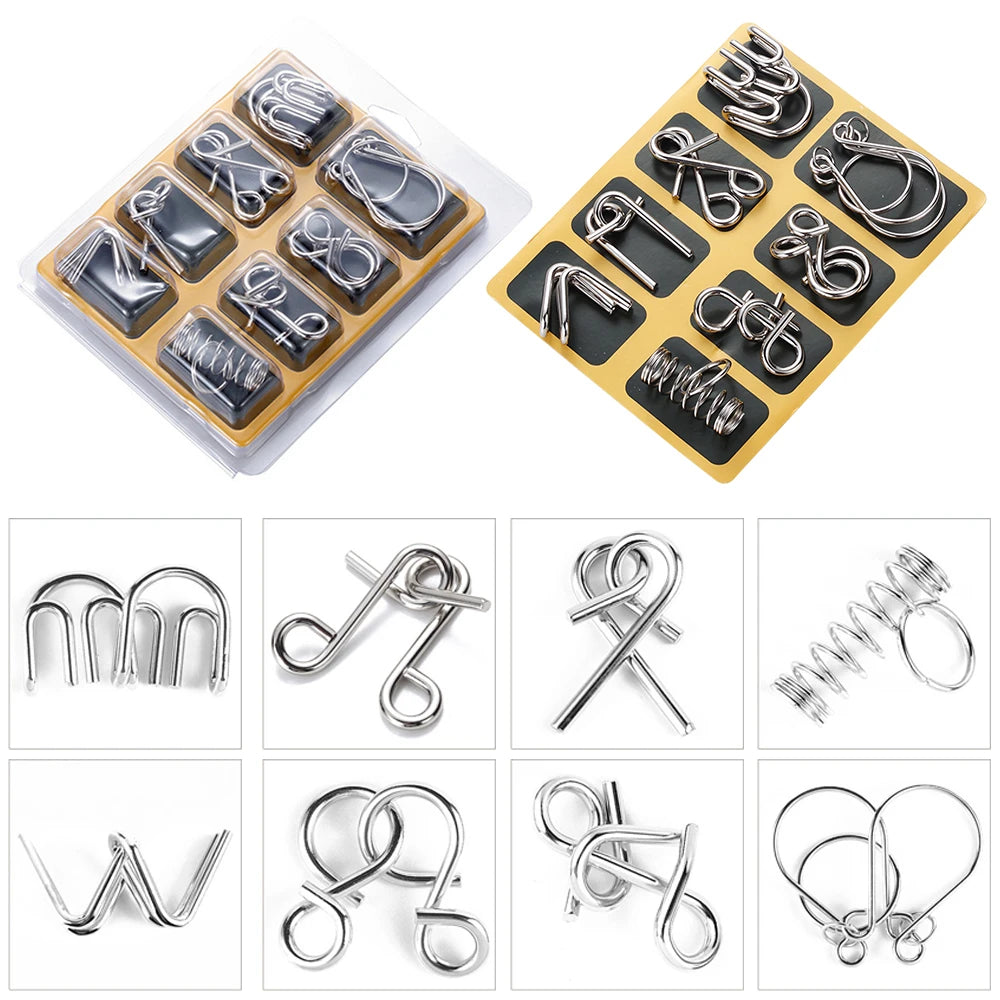 NEW Set of 24PCS Metal Wire Puzzle Toys IQ Test Puzzle Unlock Toys Brain Teasers