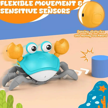 Electric Escape Cute Crab Toy Induction Evasion with Music Lights Children's Interactive Puzzle Gift Rechargeable Luminous Toys