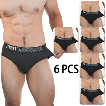6Pcs Men‘s Large Briefs Mens Comfortable Underpants Man Sexy Gifts Underwear Breathable Triangle Panties Para Hombres 2025 New