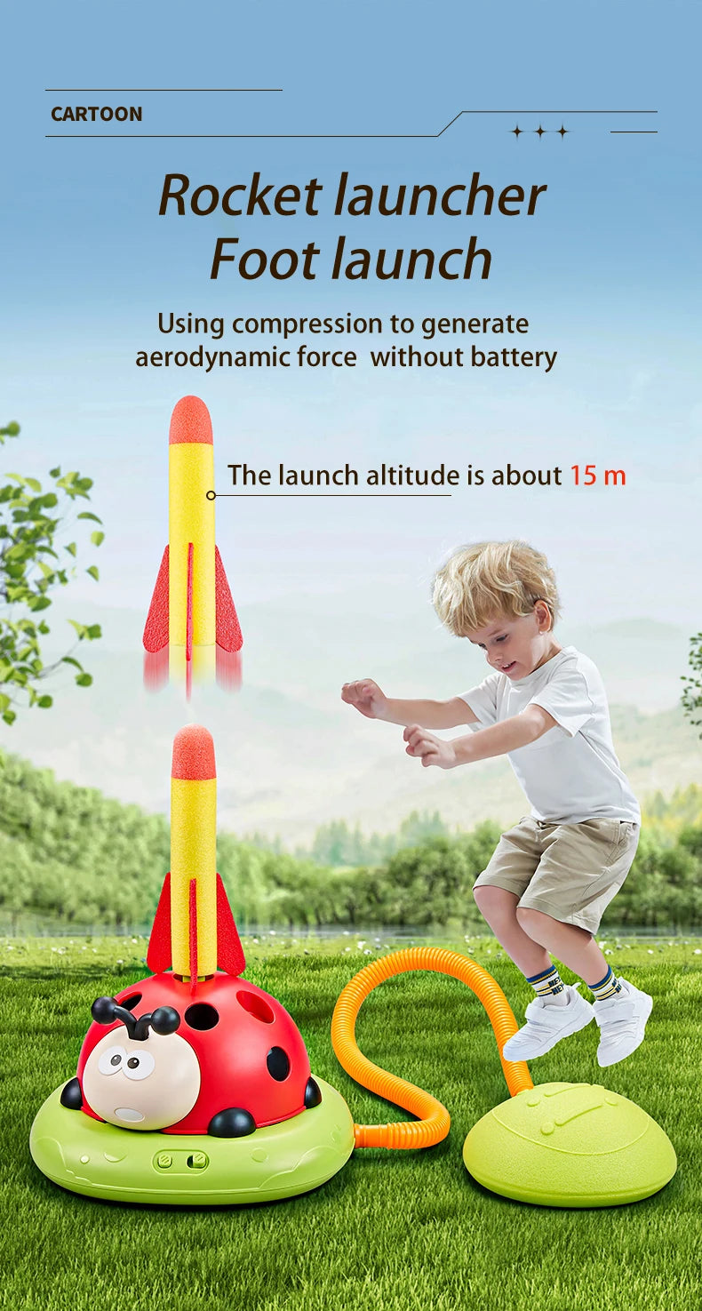 4 Styles Ladybug Multifunction Exercise Machine Ferrule Jump Rocket Launcher Toy Sports Entertainment Game Outdoor Educational