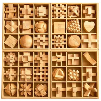 3PCS Set LuBan Lock Wooden Puzzle Brain Teaser IQ Test Toys Educational Mind Games For Adults Kids Unlock Interlock Game
