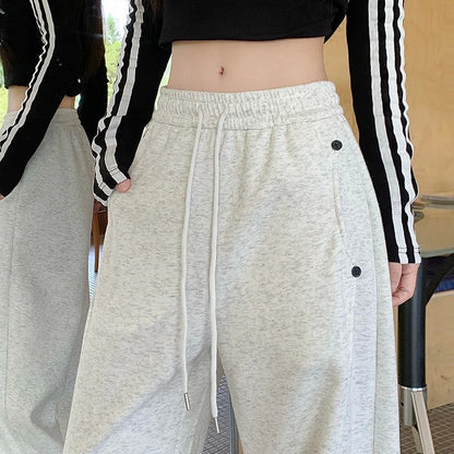 Girls Solid Loose Fit High Waist Trousers 2025 Classic Female Wide Leg Sweatpants Women Korean Fashion Casual Pants