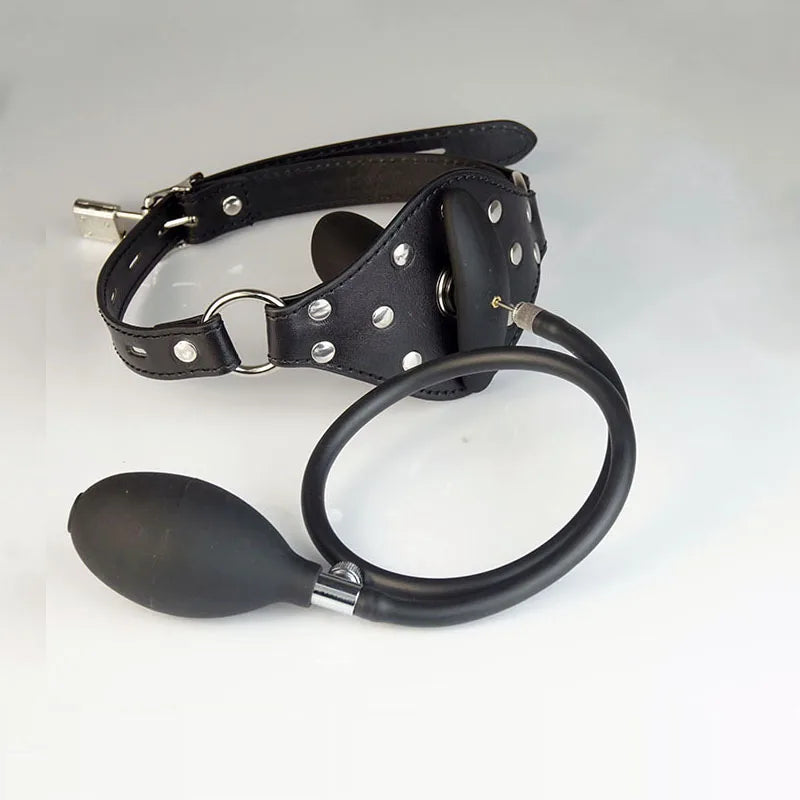 Pumped Inflatable BDSM Gag in Mouth Bondage,Silicone Vagina Butt Anal Plug/Dilator Large/ Training,Sex Toys For Couples