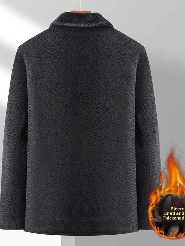 Thickened Fleece Cotton Jacket for Middle-Aged And Elderly Men Winter Outerwear Warm Fashionable Business Casual Style Long S...