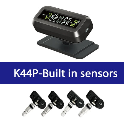 K44 Tire Pressure Monitoring System Temperature Warning 4 Sensors Adhesive Windshield Solar TPMS Car Tyre Pressure Monitor