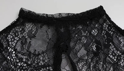 Ahagaga Sexy Women's Mini Dresses Solid Patchwork Lace Slash Sleeveless Sheath Bodycon Sheer Regular Casual Streetwear Vestidos
