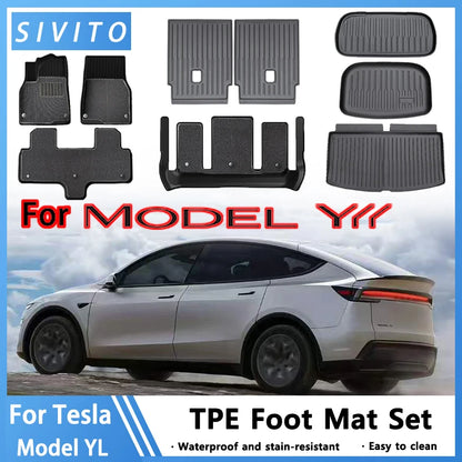 For Tesla Model YL Launch 2026+ TPE Floor Mats Waterproof Luggage Mat Wear-resistant Foot Pads Model YL Trunk Mats Foot Pads Set
