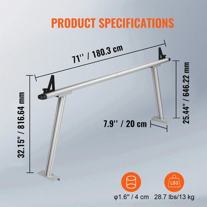 SucceBuy Truck Rack 800 lbs Capacity 71"x31" Aluminum Ladder Rack for Truck with 8 Non-Drilling C-clamps, Heavy Duty Truck Bed