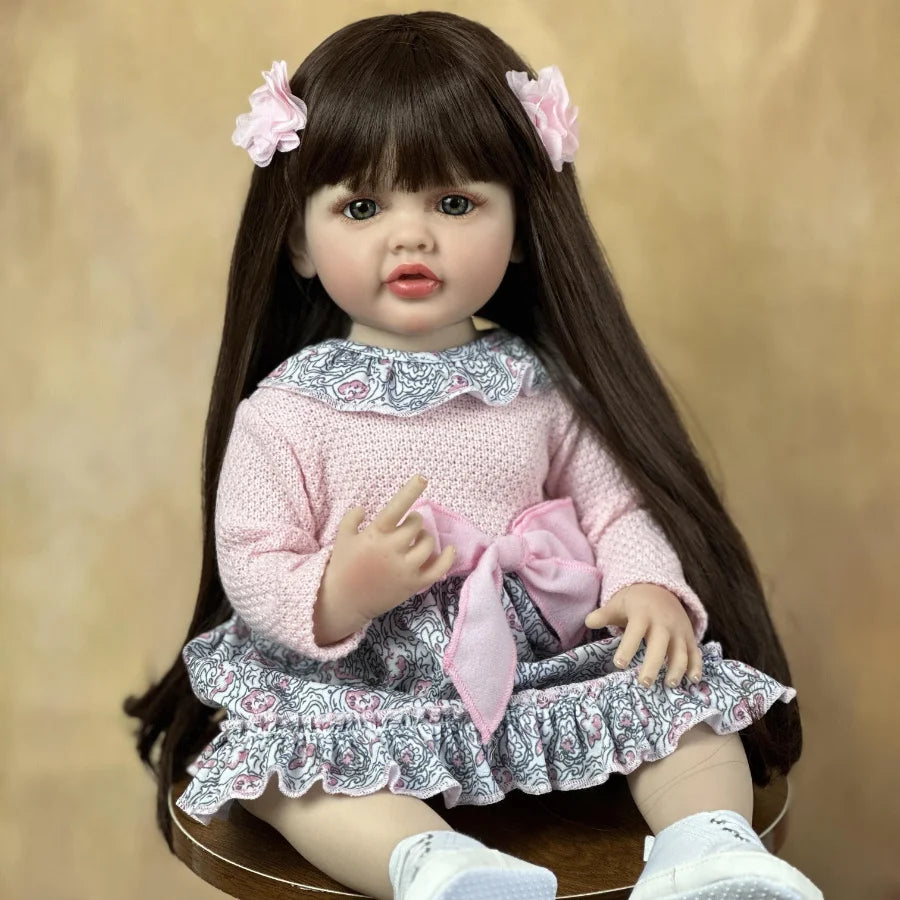 BZDOLL 55cm Full Body Soft Vinyl Reborn Doll Baby 22inch Lifelike Princess Toddler Bebe Girl Bath Toy Lovely Birthday Gift for Kids