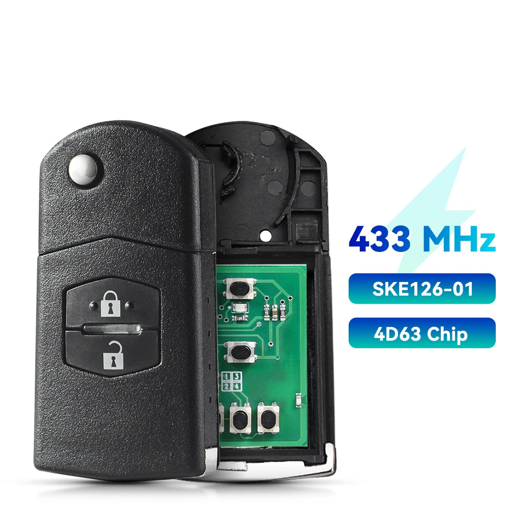 KEYYOU With Battery 433MHz Remote key Car Starter ID63-80bit For Mazda 2 3 5 6 for Mitsubishi system SKE126-01 SKE126-A1 3Button
