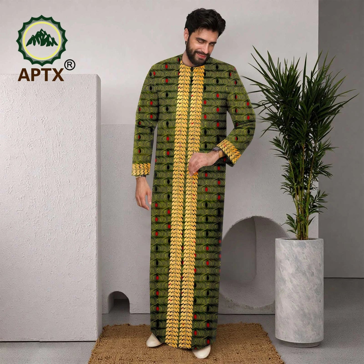 APTX Muslim Men Robe Abaya Long Sleeve Embroidery Festival Set Casual Men 3-Pcs Suit Abaya Middle East Arab Clothes
