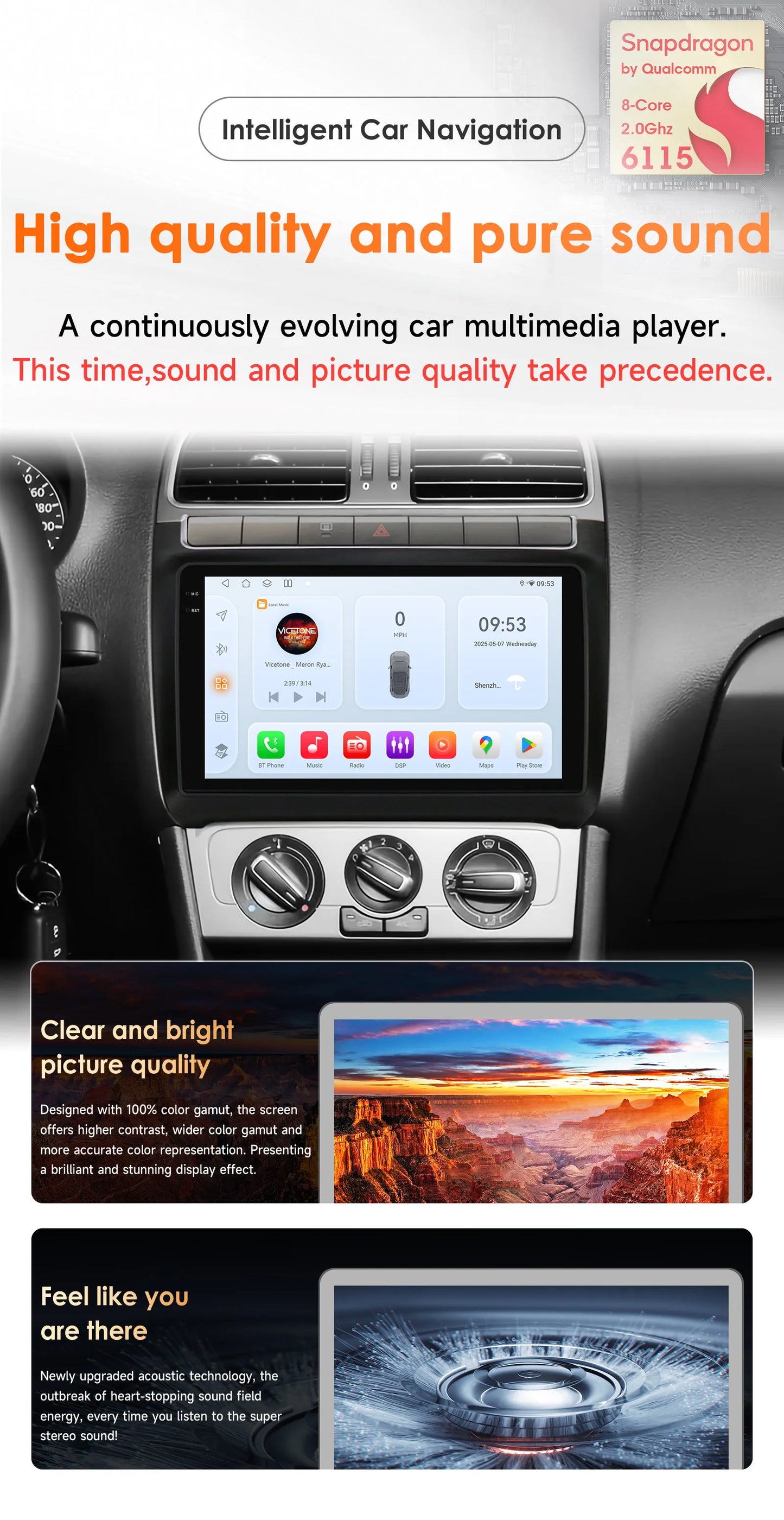 Hizpo 9" Car Radio Carplay for Volkswagen Polo 5 2008 - 2020 Smart Player Wireless Android Auto GPS Navigation BT 6115 WiFi 4G