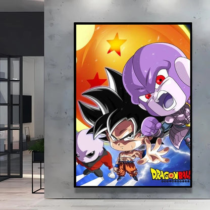 Dragon Ball Poster Super Saiyan Wall Art Goku Themed Painting Vivid Battle Design Durable Canvas Perfect for Anime Room Decor