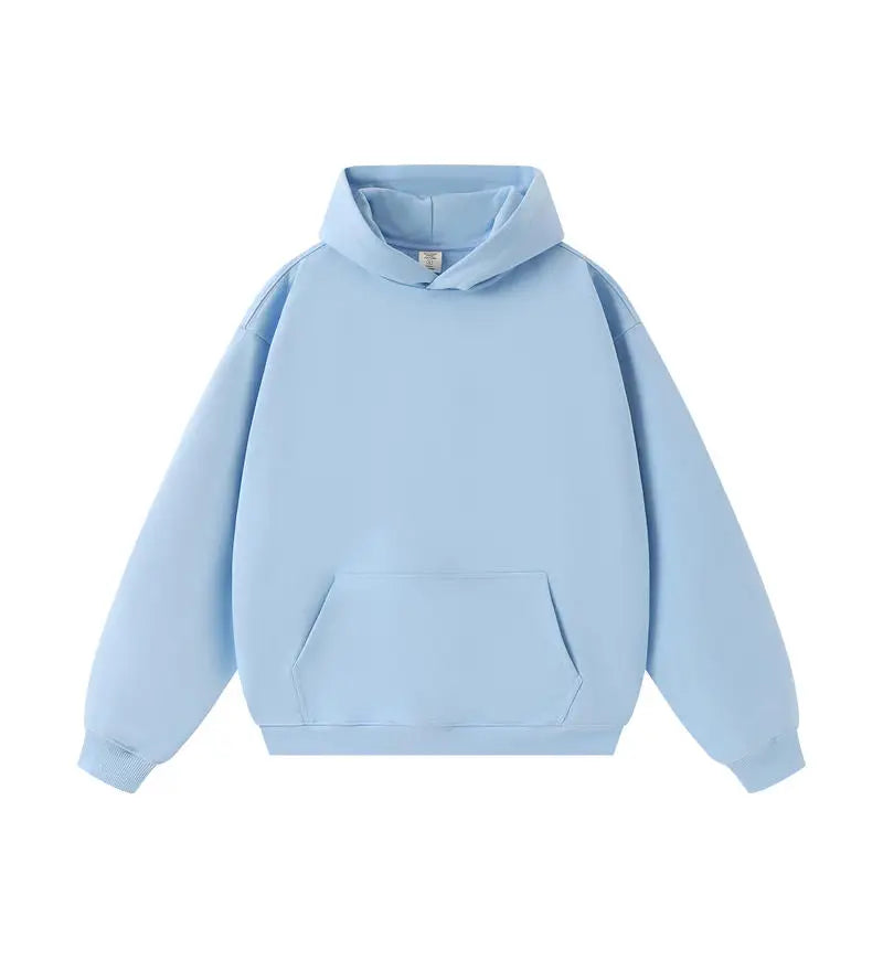 DIY Custom LOGO 450gsm Cotton French Terry Oversized Drop Shoulder Hoodie Men Grey Blue Street Wear Hip Hop Comfortable Hoodie