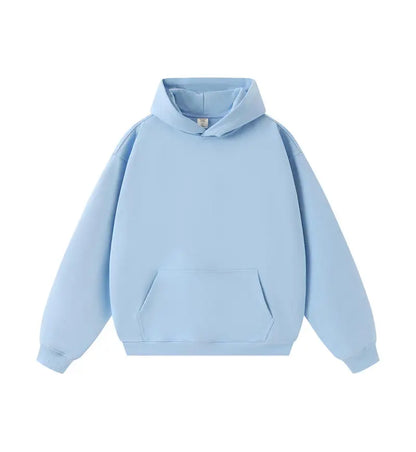DIY Custom LOGO 450gsm Cotton French Terry Oversized Drop Shoulder Hoodie Men Grey Blue Street Wear Hip Hop Comfortable Hoodie
