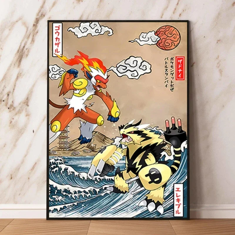 Classic Canvas Hd Prints Poster Pokemon Charizard Blastoise Cartoon Character High Quality Home Living Room Mural Decorative