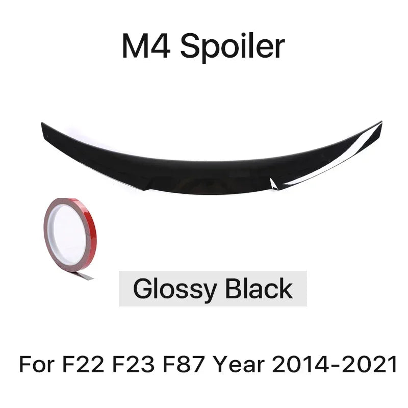 Rear Bumper Spoiler Lip For BMW 2 Series F22 F23 M2 F87 Carbon Fiber MP M4 PSM Style Roof Trunk Wing Tail 2014 -2021 Gloss Black