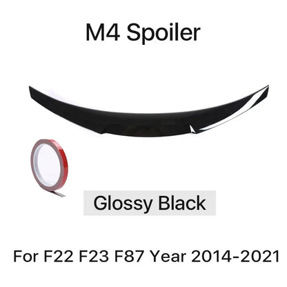 Rear Bumper Spoiler Lip For BMW 2 Series F22 F23 M2 F87 Carbon Fiber MP M4 PSM Style Roof Trunk Wing Tail 2014 -2021 Gloss Black