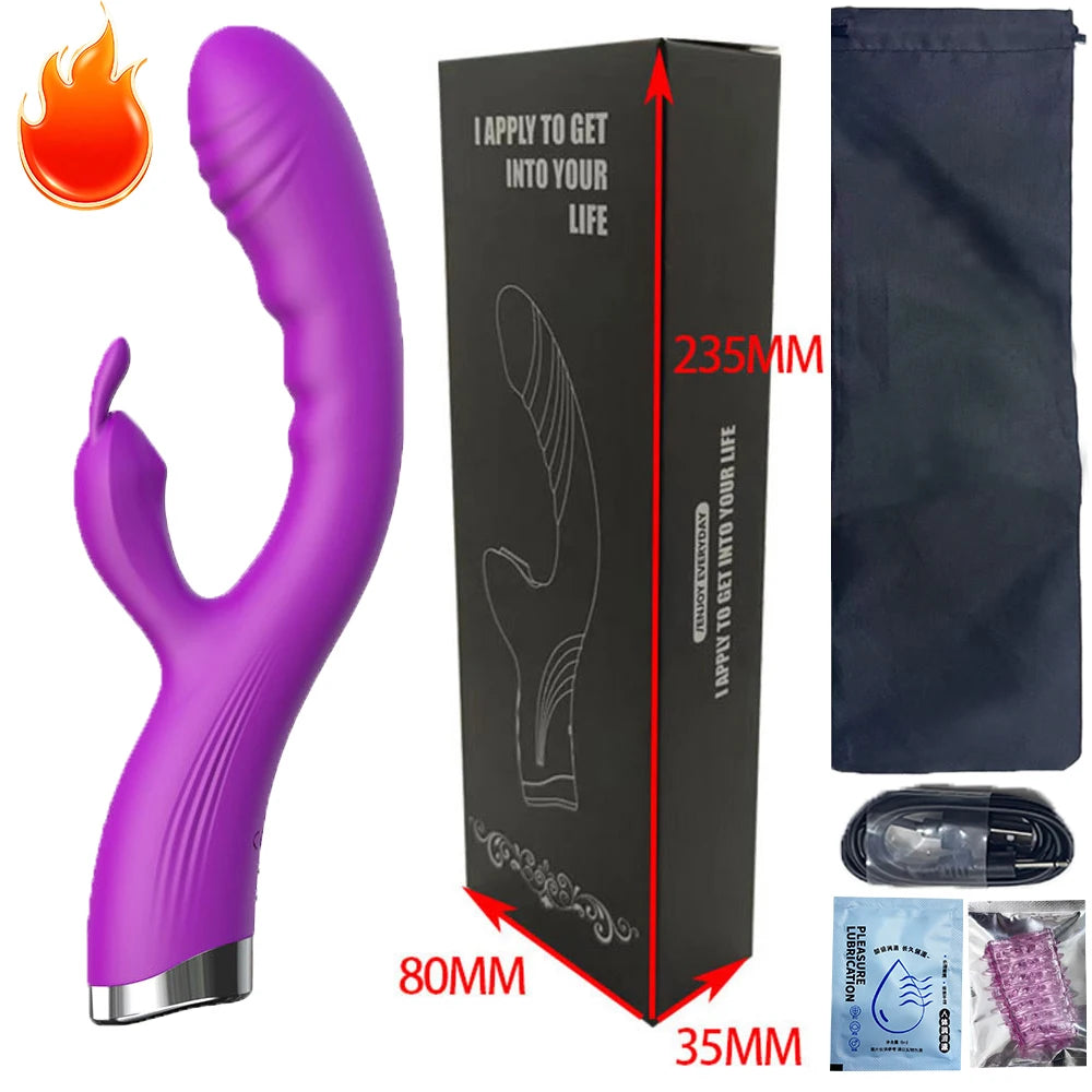 Rabbit Vibrator for Women USB Rechargeable G Spot Dildo Vibrator Clitoris Stimulator Dual Stimulation Female Masturbator SexToy