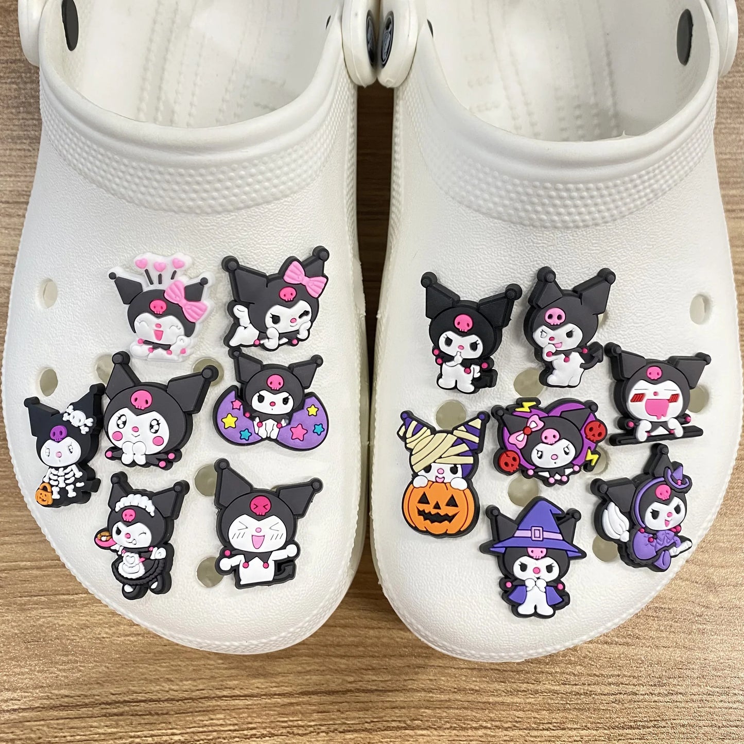 6-66PCS Cartoon Kuromi Shoe Charm Mix Wholesale PVC Decor Buckle Sandal Clog Bag Wristband Detachable Waterproof To X-MAS Gift