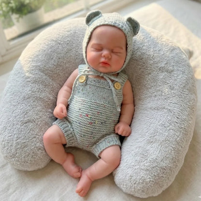2 Sets Clothes With Close Eyes 33cm Bebe Reborn Silicone Girl Doll With Open Mouth Soft Touch Body 3D Painted Skin Lifelike Doll