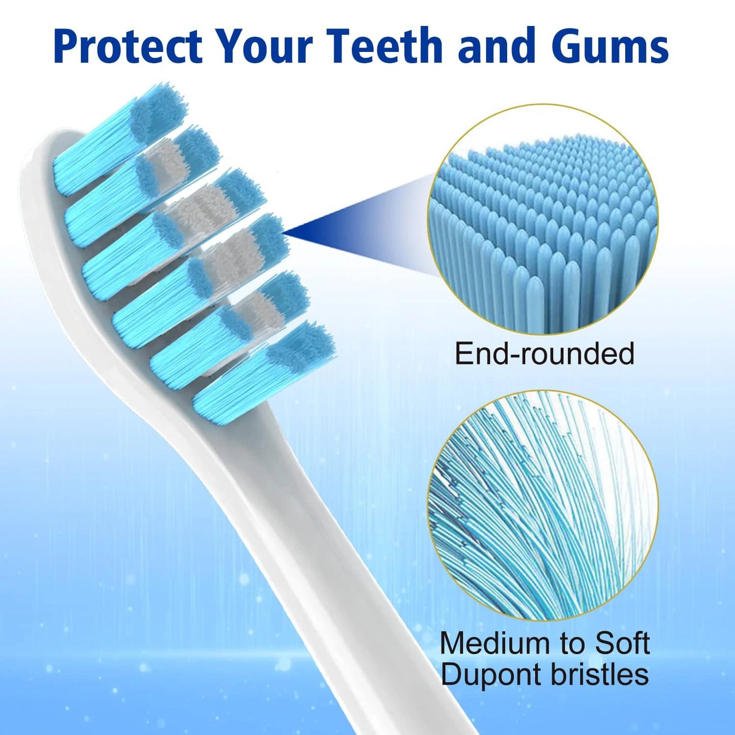 Replacement Toothbrush Heads Compatible with Philips Sonicare Soft Replacement Electric Brush Head 4100 6500 6100 7500 5300 1100