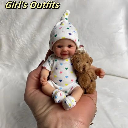 6 Inch Cuddly Mini Palm Silicone Bebe Reborn Girl & Boy Flexible Soft Touch Can Washable Lifelike Reborn Silicone Doll