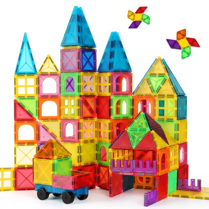 Magnetic Building Blocks Toy, Magnetic Toy Animals with Cars, Creative Geometric Construction Building Toys, Suitable for Children