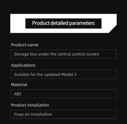 For Tesla Model Y Juniper 2026 Model 3 Highland 2025 Under-Screen Hidden Storage Box Behind Screen Center Console Organizer Case