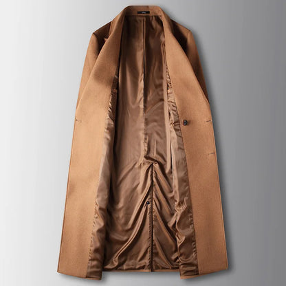 Men's Warm Wool Coat Autumn Winter Long Wool Coat Young Business