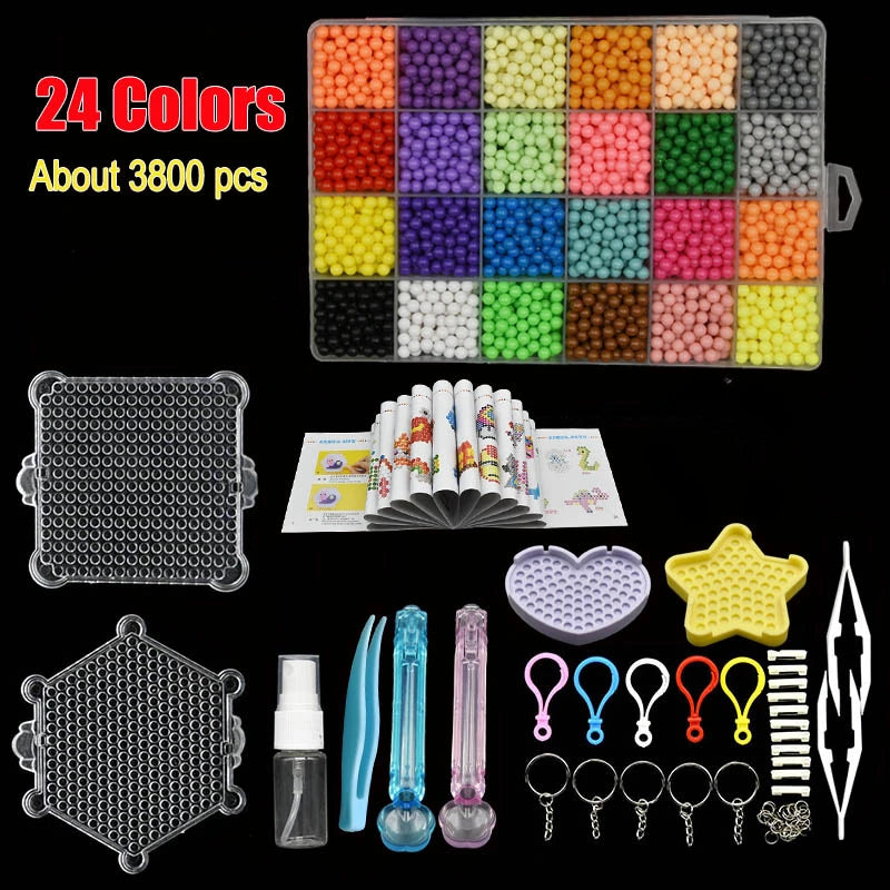 Non-Iron Magic Fuse Beads Kit 5mm 24 Colors 6000 Beads Creative Refill Set DIY Art Crafts Toys for Kids Beginners Craft Kit