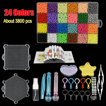 Non-Iron Magic Fuse Beads Kit 5mm 24 Colors 6000 Beads Creative Refill Set DIY Art Crafts Toys for Kids Beginners Craft Kit