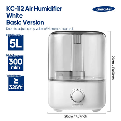 5L Air Humidifier Professional Large Capacity Home Air Humidifiers Ultrasonic Water Mist Diffuser Kinscoter Brand
