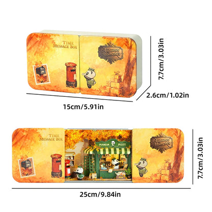 DIY Time Message Box Miniature Dollhouse Kit with LED Light Wooden Assembled Model Handmade Craft Puzzle Toy for Birthday Gifts