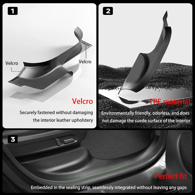 For Tesla Model YL Launch 2026 TPE Front Rear Door Sill Protector Threshold Strip Anti-kick Guard Panel Interior Decoration Set