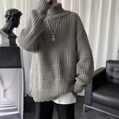 Turtleneck Knitwear Autumnr and Winter High Collar Loose Fit Knitted Sweaters for Men Casual Aesthetic Cheap Top Pullover Man