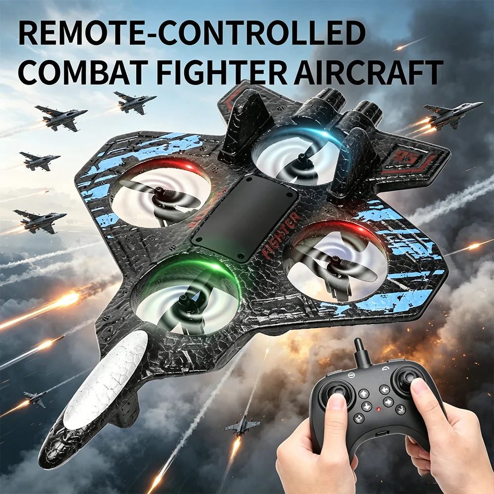 2.4G Remote Control Fighter Jet Electric Glider Airplane Stunt Tumbling with Colorful Lights Aircraft Model Toy for Kids