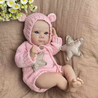 BZDOLL 18 Inch 45CM Reborn Baby Doll, Soft Cloth Body, Handmade Lovely Doll, Dress Up & Play House Toy, Birthday Gift for Girls