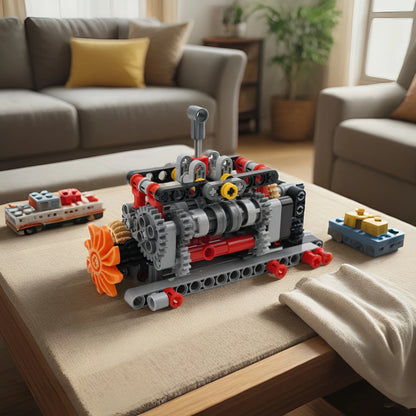MOC 6-speed Gearbox Differential Gears Technology Building Blocks Parts Compatible Transmission Engineering DIY Bricks Toys